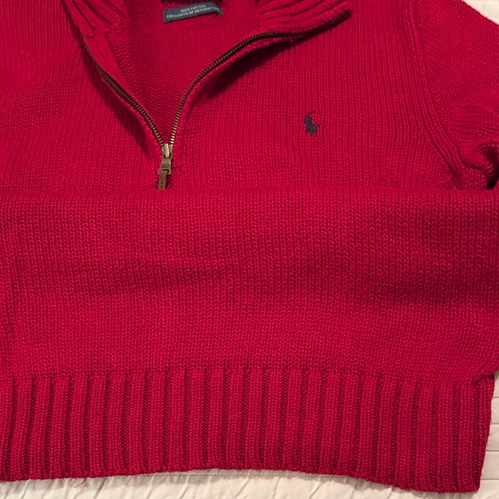 Polo by Ralph Lauren Men's Bold Red Zip-Up Sweater - Picture 2 of 6